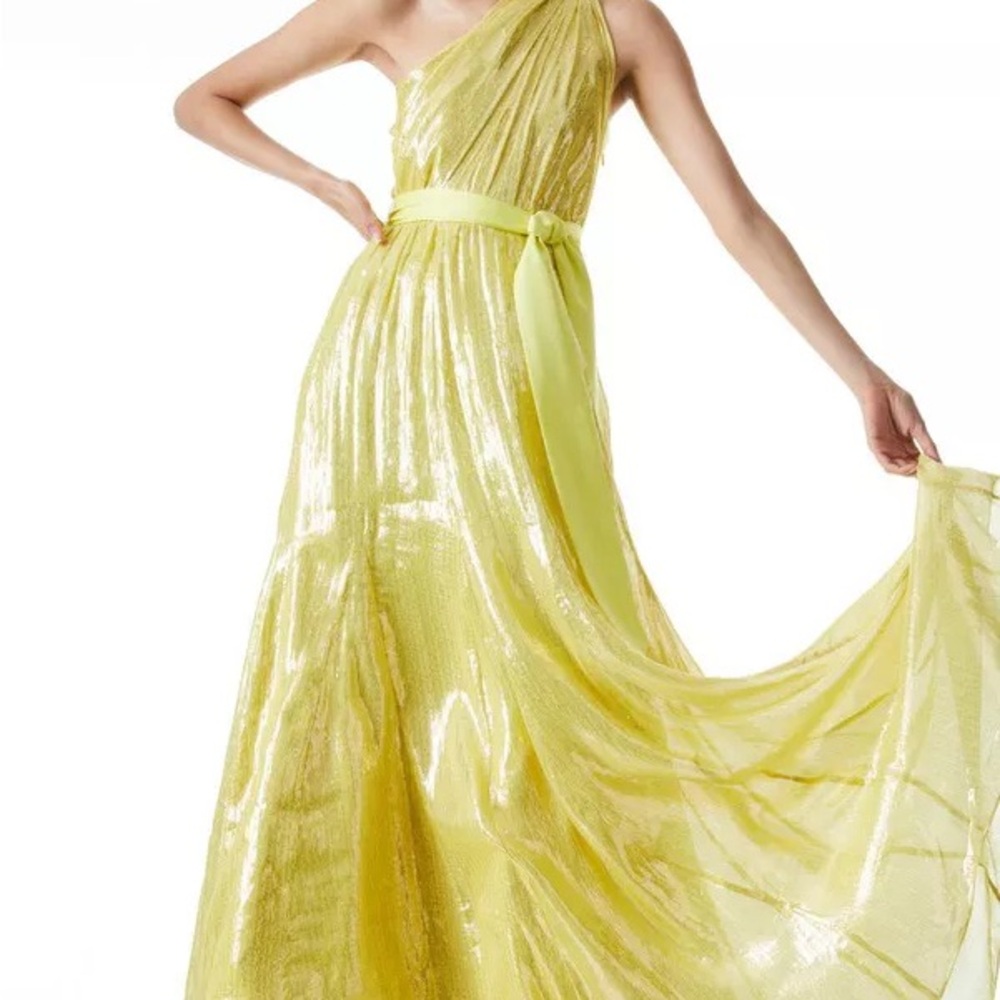 ✔️#82 Brand new with tags Alice and Olivia Milan gown in lemon sorbet